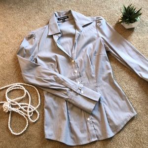 Dress Shirt, Thin Grey Pinstripes, Sz XS